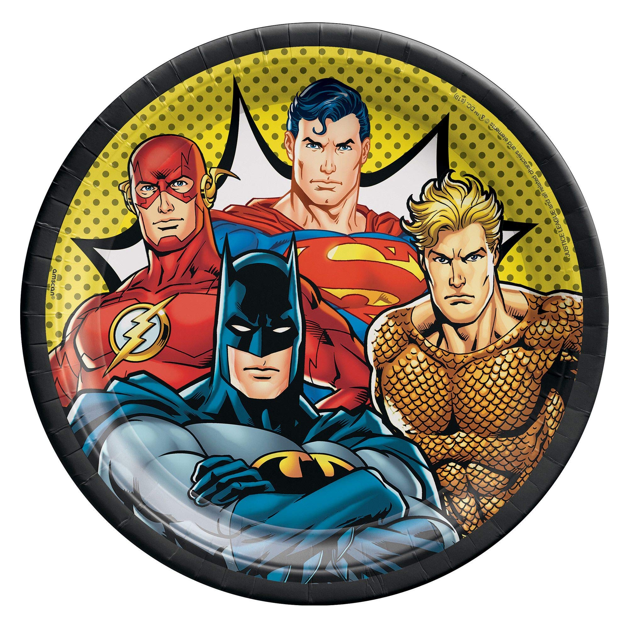 Justice League Heroes Unite Design Round Paper Plates-8pc