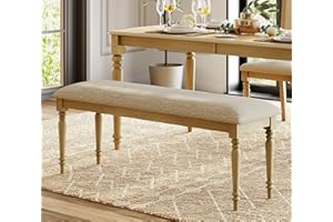 WAMPAT Dining Bench for Dining Room, Farmhouse Kitchen Padded Benches with Solid Wood Leg, Upholstered End of Bed Bench for B