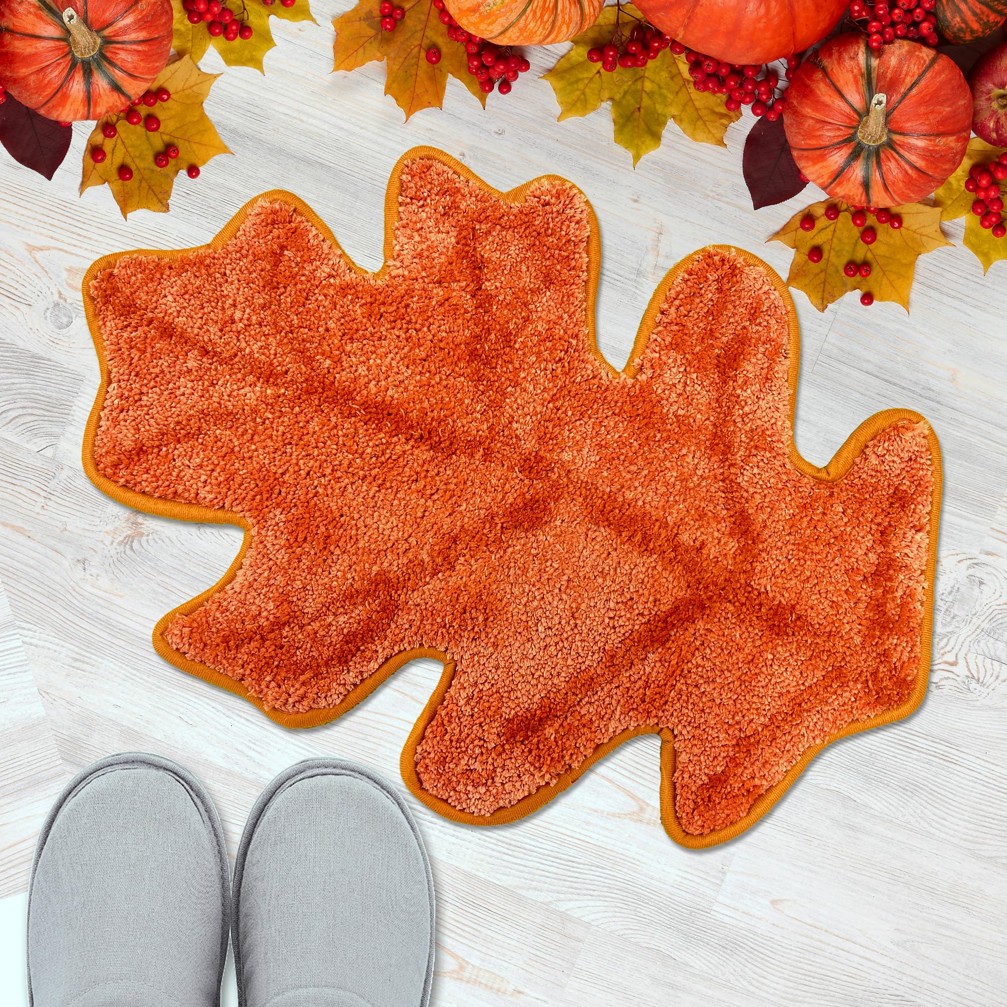 Photo 1 of Fall Bathroom Rugs, Fall Leaf Decorations Bath Mats for Bathroom, Farmhouse Autumn Leaf Rugs for Decorations for The Home, Holiday Cute Autumn Decor Non-Slip 16x24 Inches