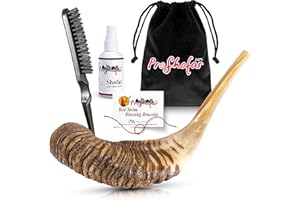 ProShofar Shofar Set (Velvet Carry Bag, Odor neutralizer spray, Cleaning Brush, Guide and Red Bracelet from Holy Land) Ram Ho