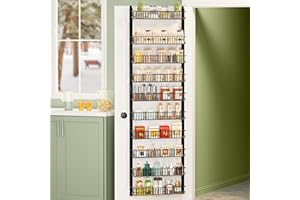 Z&L HOUSE 10-Tier Over the Door Pantry Organizer, Upgraded Adjustable Metal Basket Over the Door Spice Rack, Pantry Door Organization and Storage, Hanging Kitchen Pantry Door Organizer Add Space for You