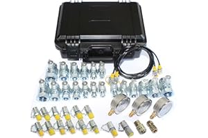 XZT 60U Hydraulic Pressure Test Coupling Kit,Pressure gauges Set,Test Hose,BSPP ORFS JIC Hydraulic Swivel Run tees, Hydraulic Test Tools for Excavator Construction Machinery