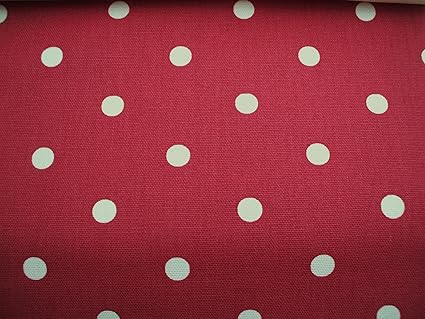 Dotty Cherry Red Polka Dot Cotton Curtain Fabric 140cm X 1 Metre