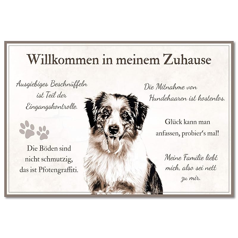 ZAUBERBILD Hundeschild Warnung Australian Shepherd 'Willkommen in