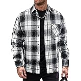 JEMLDL Mens Flannel Shirts Jackets Casual Shackets Button Down Long Sleeve Plaid Shirt Lightweight Jackets with Pockets