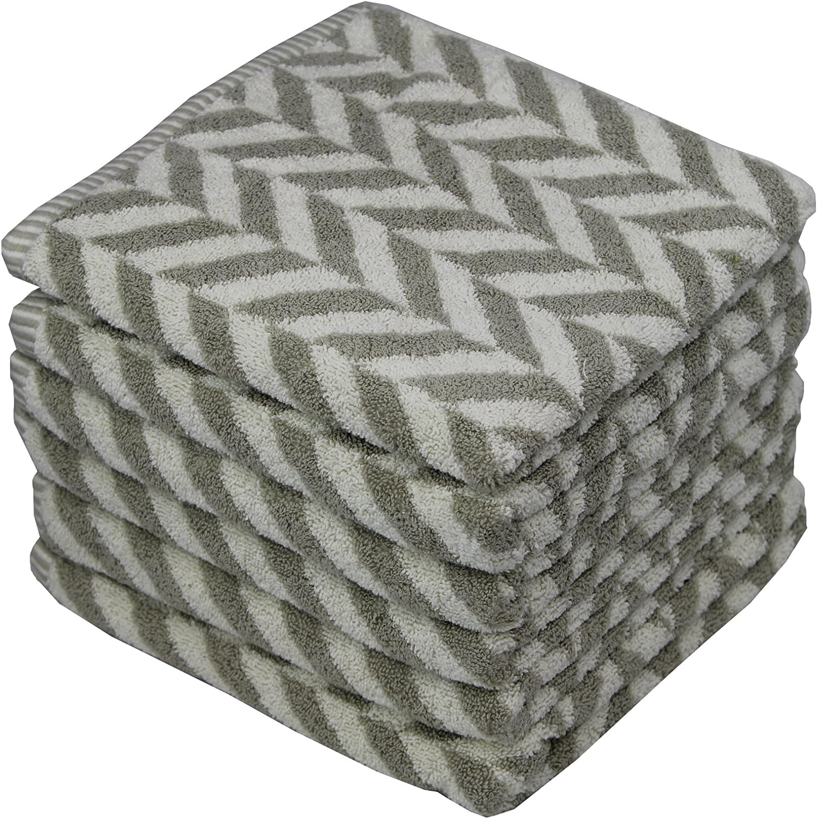 Violet Linen VL-80371-HND-VERSALS-GR-6PK Super Soft and Absorbent Versailles Hand Towels, Set Of 6, 20" x 30", Gray, 20 Inches x 30 Inches