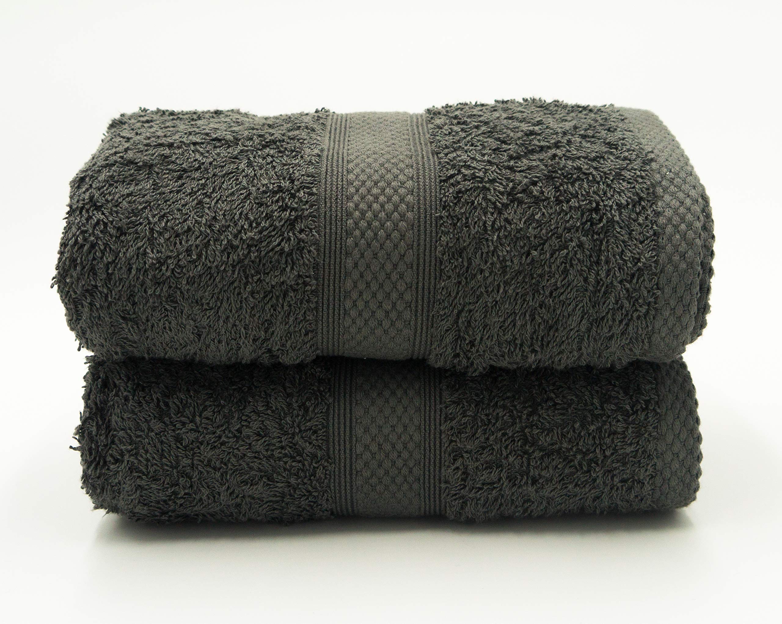 Lex's Linens Pack of 2 100% Combed Cotton Grey Hand Towels