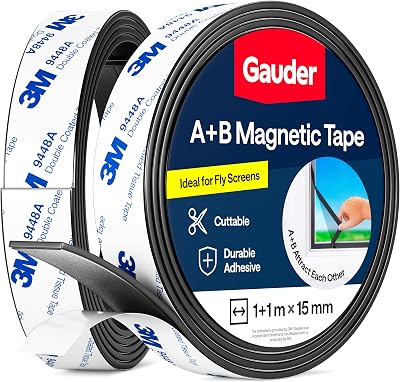 GAUDER A+B Magnetic Tape Self-Adhesive 1+1 m for Fly Screens