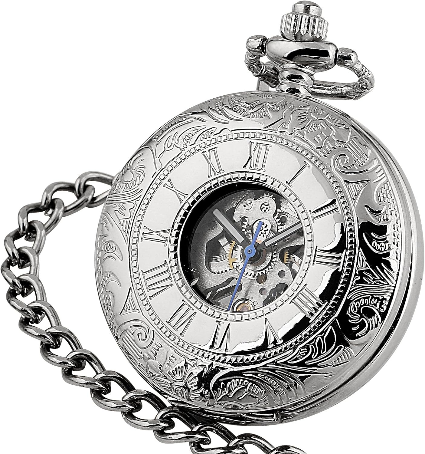 Men's Silvered Stainless Steel Case Luxury Semi Automatic