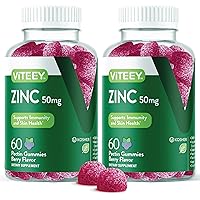 Zinc 50MG Gummies for Healthy Immune Support - for Adults and Teens - Dietary Supplement, Pectin Based, Vegan, Gelatin…