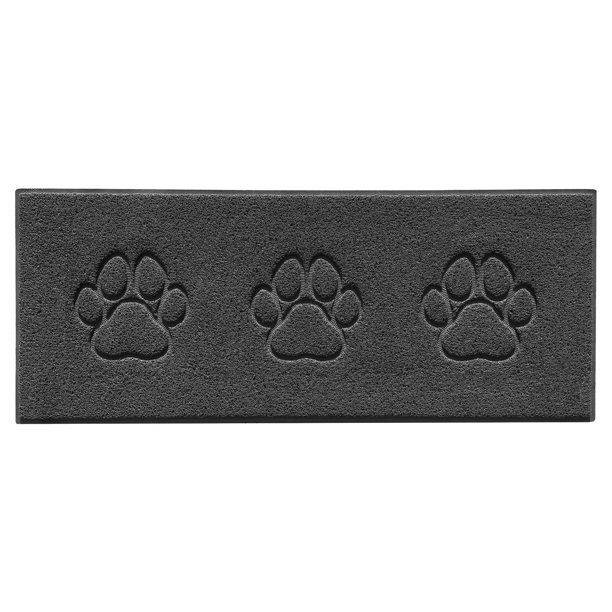 Nicoman Paw Embossed Shape Door Mat Dirt Trapper PVC Spaghetti Mat Washable Quick Drying Barrier Doormat-Dark Grey (Watertight Rubber-Back)-Runner (150x60cm)