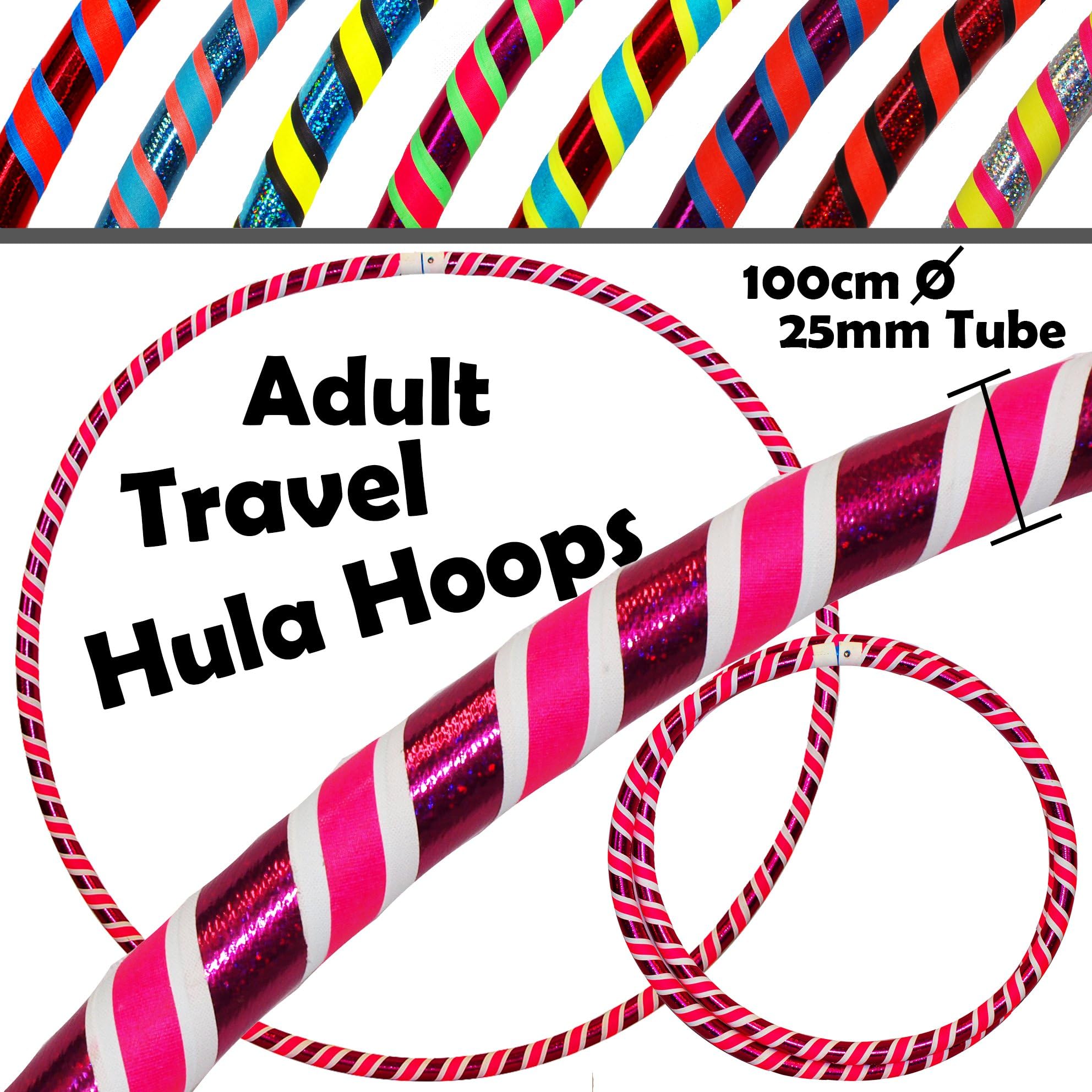 PRO Hoops (Ultra-Grip/Glitter Deco) - 3 Colour Weighted Travel Hoop (100cm/39') - Hoops for Exercise, Dance & Fitness! (640g)