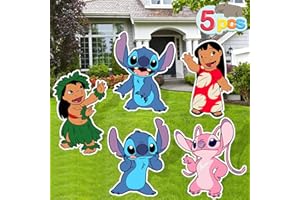 COSERSHOW Stitch Party Supplies, 5PCS Yard Signs with Stakes, Outdoor Lawn Party Decor, Stitch Party Decorations, Yard Signs for Stitch Theme Birthday Party