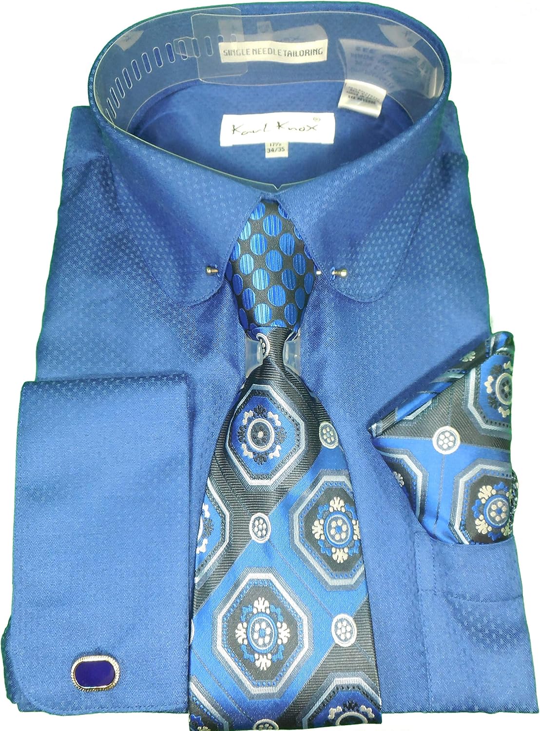 Karl Knox SX4389 Mens Navy Blue Round Club Collar Pin Eyelet Bar F/C