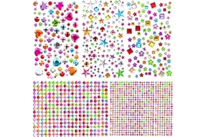 Lot de 1510 autocollants en strass, autocollants décoratifs pour enfants, loisirs créatifs, scrapbooking, 5 feuilles