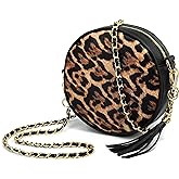HOXIS Women Round Crossbody Bag Tassel Circle Purse Chain Shoulder Handbag Clutch Wristlet
