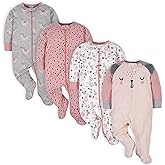 Gerber baby-girls 4 Pack Sleep 'N Play Footie