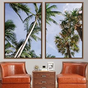 signwin 2 Piece Framed Canvas Wall Art Palm...