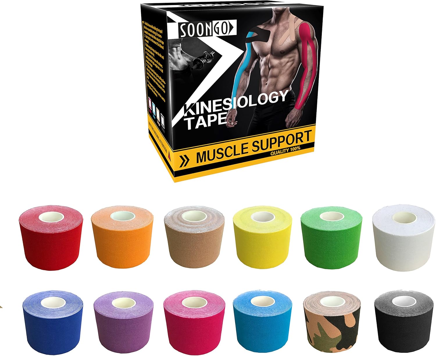 Kinesiology Tape Rock Tape Physio Tape 5m roll, Elastic Therapeutic Sports Tape for Shoulder Ankle, Elbow, Wrist