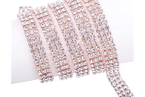 KAOYOO 3 Rows 1 Yard 4MM Crystal Rhinestone Close Chain Trim for Sewing Craft,DIY Decoration