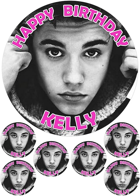 Personalisierbar Justin Bieber 19 1 Cm 15 2 X 5 1 Cm Rund Essbar Topper Kuchen Cupcake Wafer Papier Amazon De Kuche Haushalt