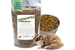 Suncoast Sugar Gliders - Happy Glider Premium Sugar Glider Food - High Protein, Calcium, Vitamins and Minerals, Complete Nutrition for Small Animals and Exotic Pets, 2 Months Supply - Fruity, 1.5 lbs