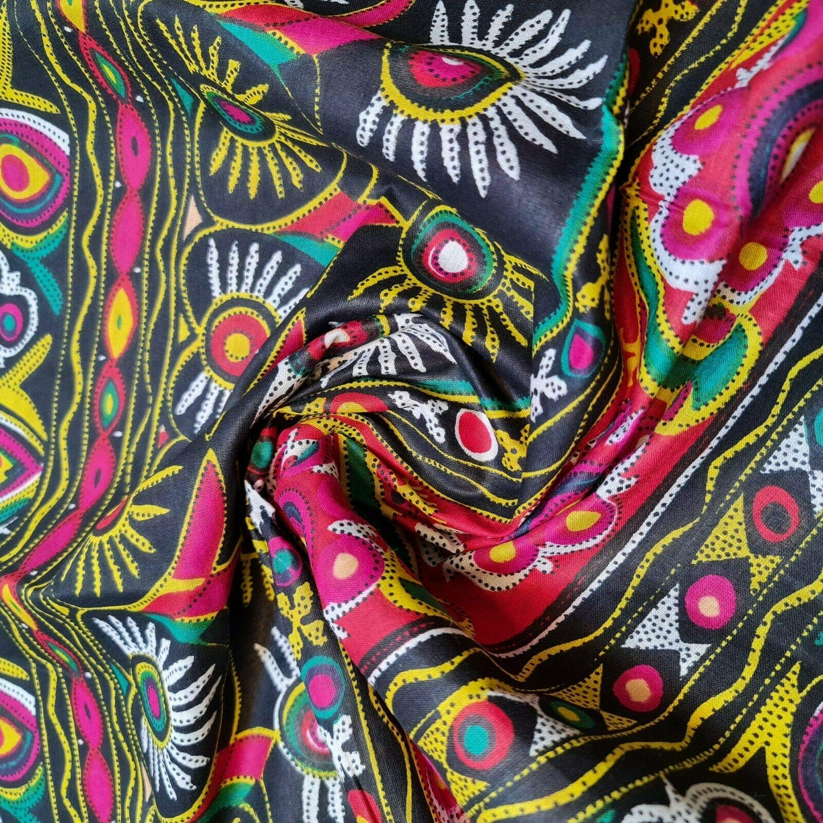 Textile Station Cotton Indian Ethnic Rajasthani Print Suzani Rangoli Boho Banjara Fabric 44" Wide Available in 6 Designs (Design 5)