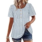 Womens Tops Dressy Casual Blouses Short Sleeve Shirts Plus Size Fashion Clothing Spring Summer Outfits Button Pleated Front
