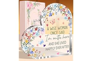 Petitian Retirement Gifts for Women,Happy Funny Farewell Goodbye Going Away Gift for Coworker Teacher Nurse Female Friends,Clear Heart-Shaped Acrylic Decor Paperweight Keepsake for Home Table Decor