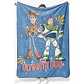 Jay Franco Kids Plush Throw Blanket – Soft & Cozy Fleece Throw for Bedroom & Couch Décor, Official Licensed Product, Blue - Toy Story, 46x60 - Throw Blanket
