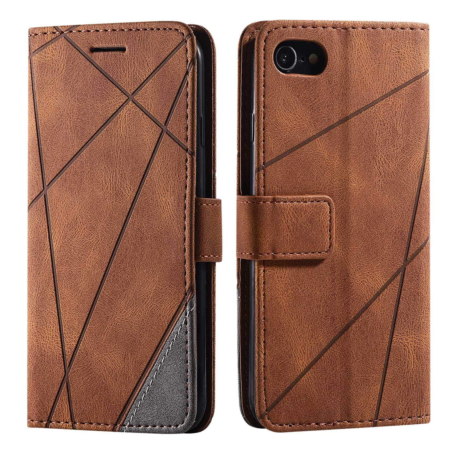 SONWO Case for iPhone SE 2020 / iPhone 7 / iPhone 8 Case, Premium Leather Flip Wallet Case Magnetic Closure Card Slots Kickstand Phone Case for iPhone SE 2020 / iPhone 7 / iPhone 8, Brown