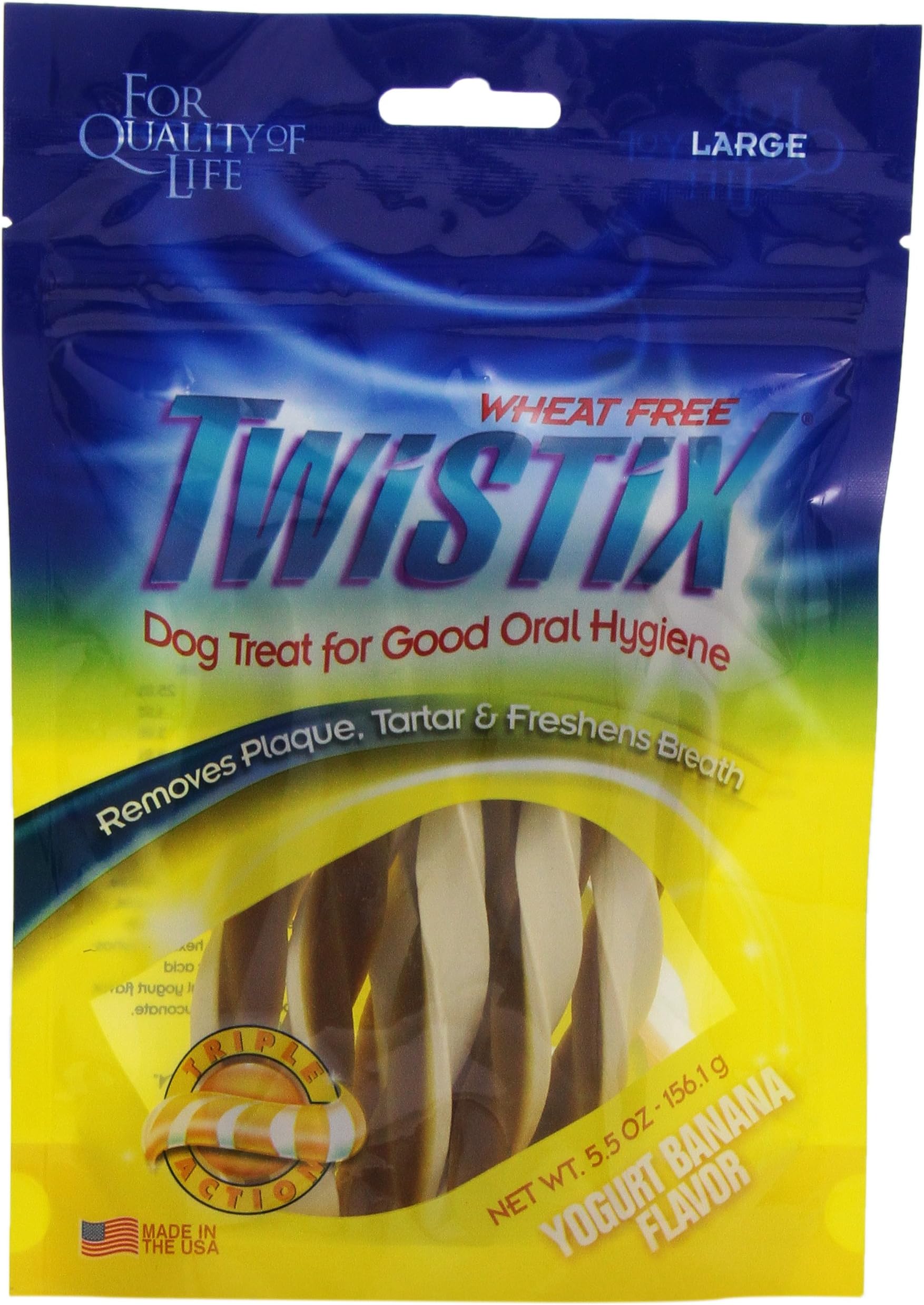 Twistix 5.5-Ounce Yogurt And Banana Dental Chew Treats For Dogs, Large