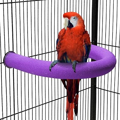 TeTupGa U Shape Parrot Perch Stand Purple Large Bird Cage Accessory