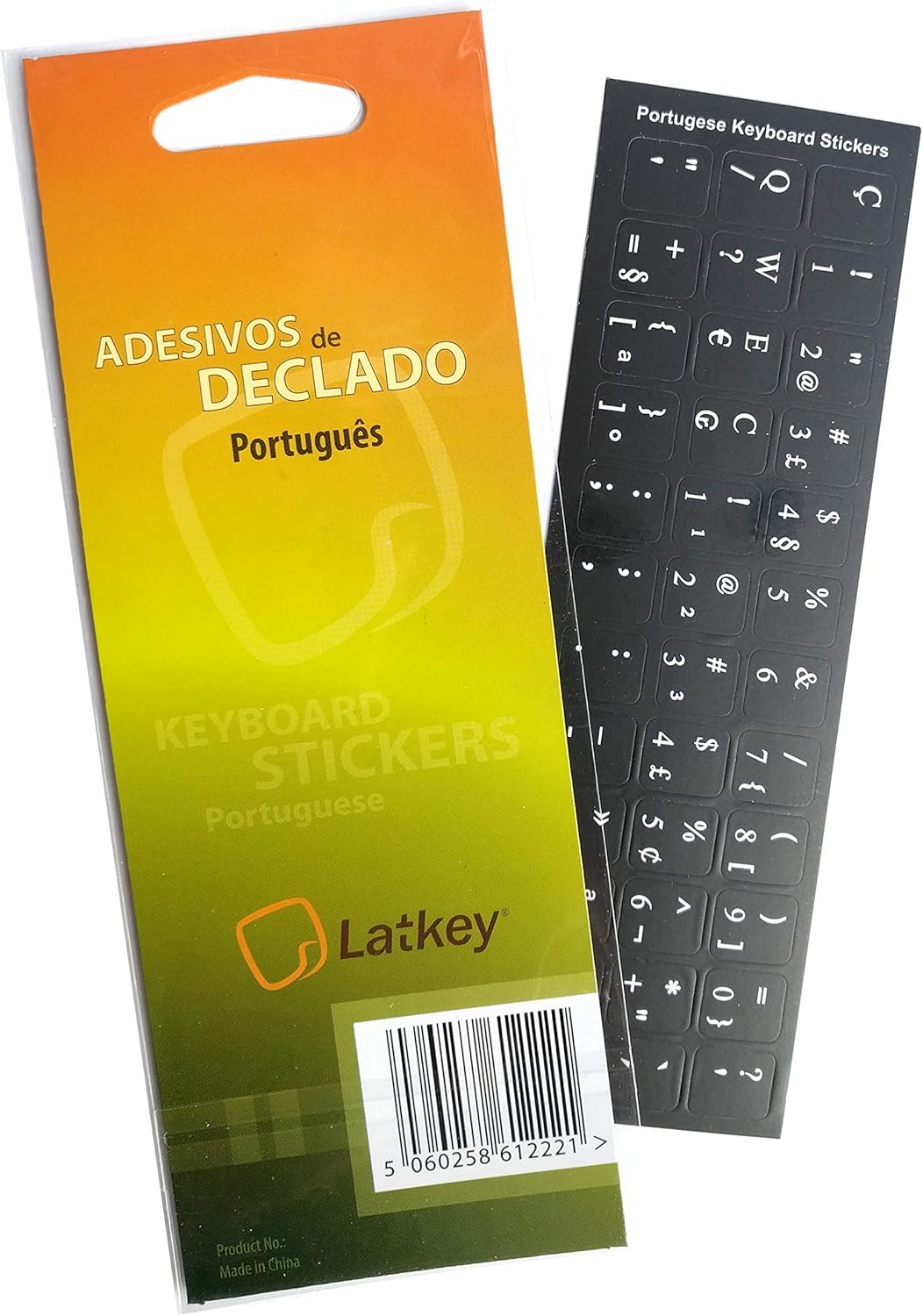 Portuguese Keyboard Stickers for PC Laptop, Computer Keyboards (Black Labels, White Letters), Transparent,White