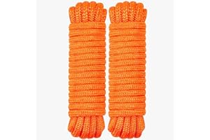 Boat Dock Lines 3/8 Inch x 15 FT Nylon Mooring Line Boat Ropes for Docking with Loop - 2 Pack - Orange