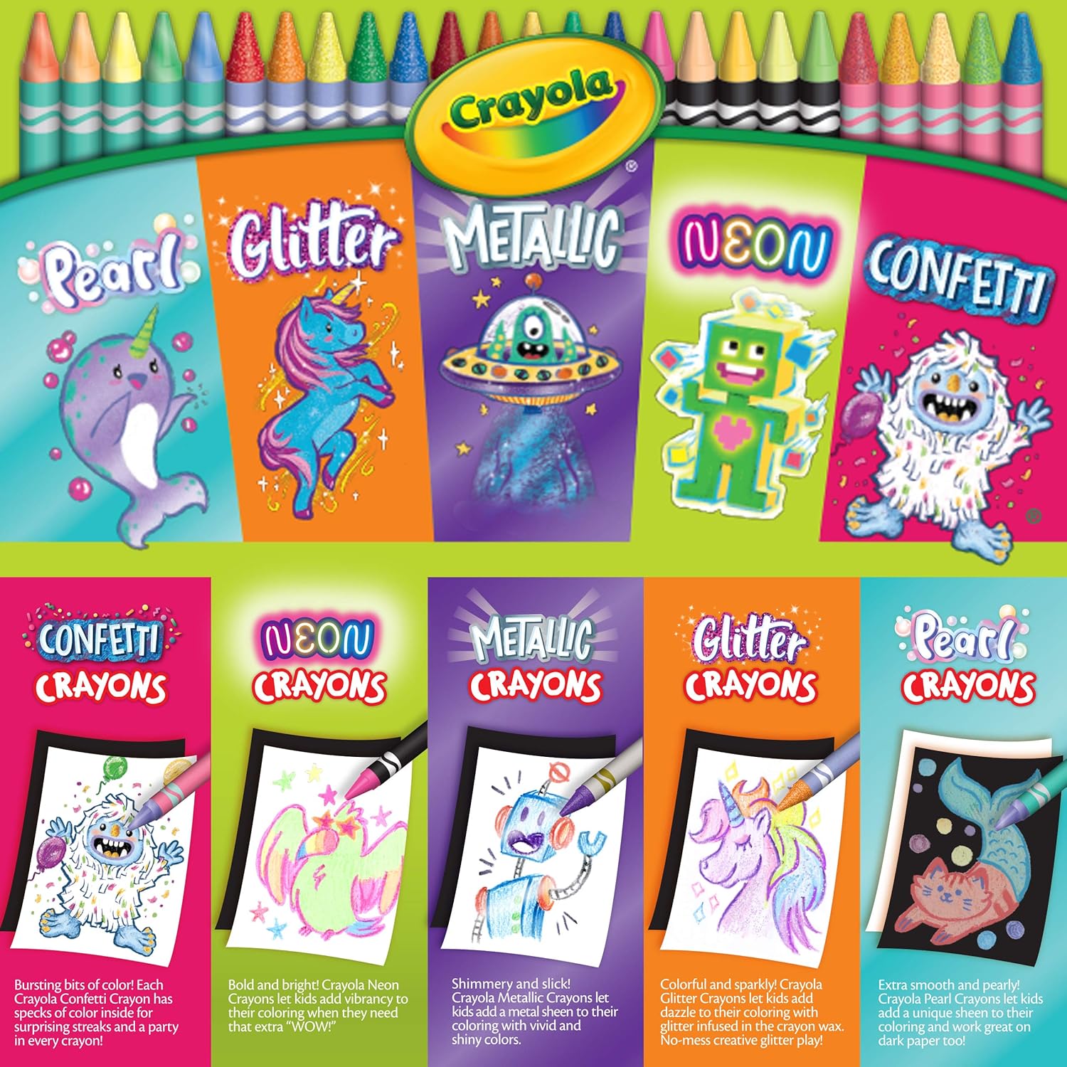 Crayola 120 Crayons in Specialty Colors,  Exclusive Coloring Set, Gift for Kids, Ages 4, 5, 6, 7: Toys & Games