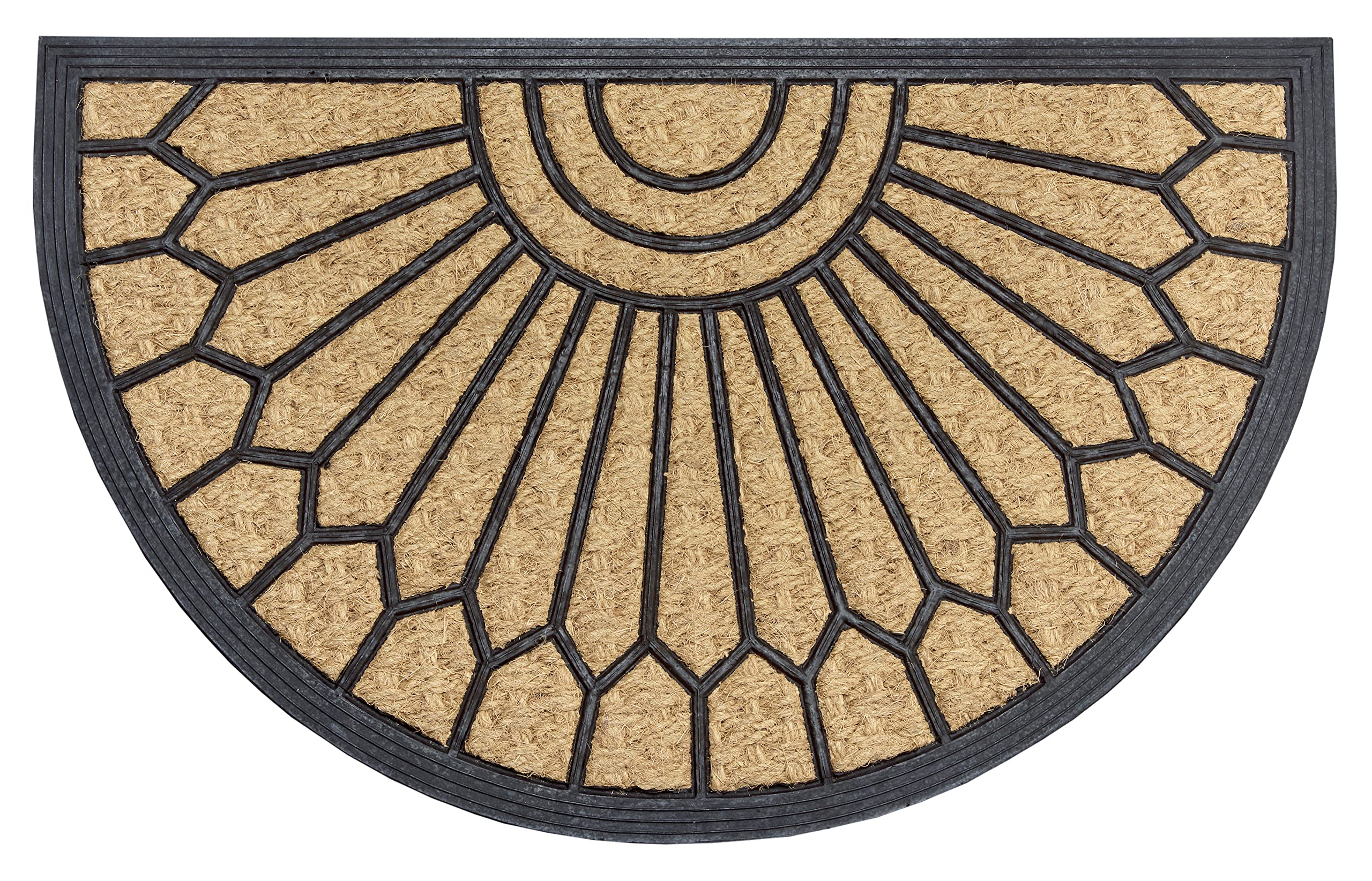 Hanse Home Coconut & Rubber Doormat Semicircular for Indoor and Outdoor Use Natural Coconut Mat Outdoor Ornaments Weatherproof and Non-Slip for Hallway Patio Entrance Area 45 x 75 cm