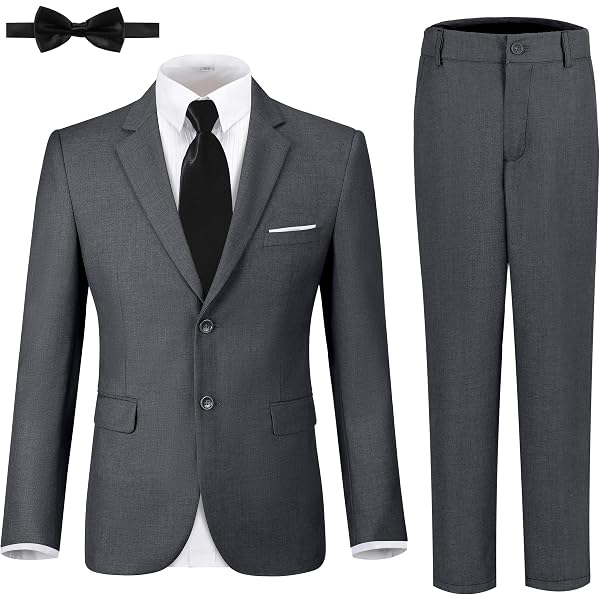Amazon.com: Boys Page Boy Slim Fit Wedding Dark Gray Suit 7 Piece