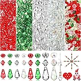 Daifunli 2880 Pcs Christmas Crystal Beads Bulk, Small Faceted Acrylic Beads for Bracelets Necklace Jewelry Making, Holiday DIY Crafts Ornament Decoration, Christmas Colors