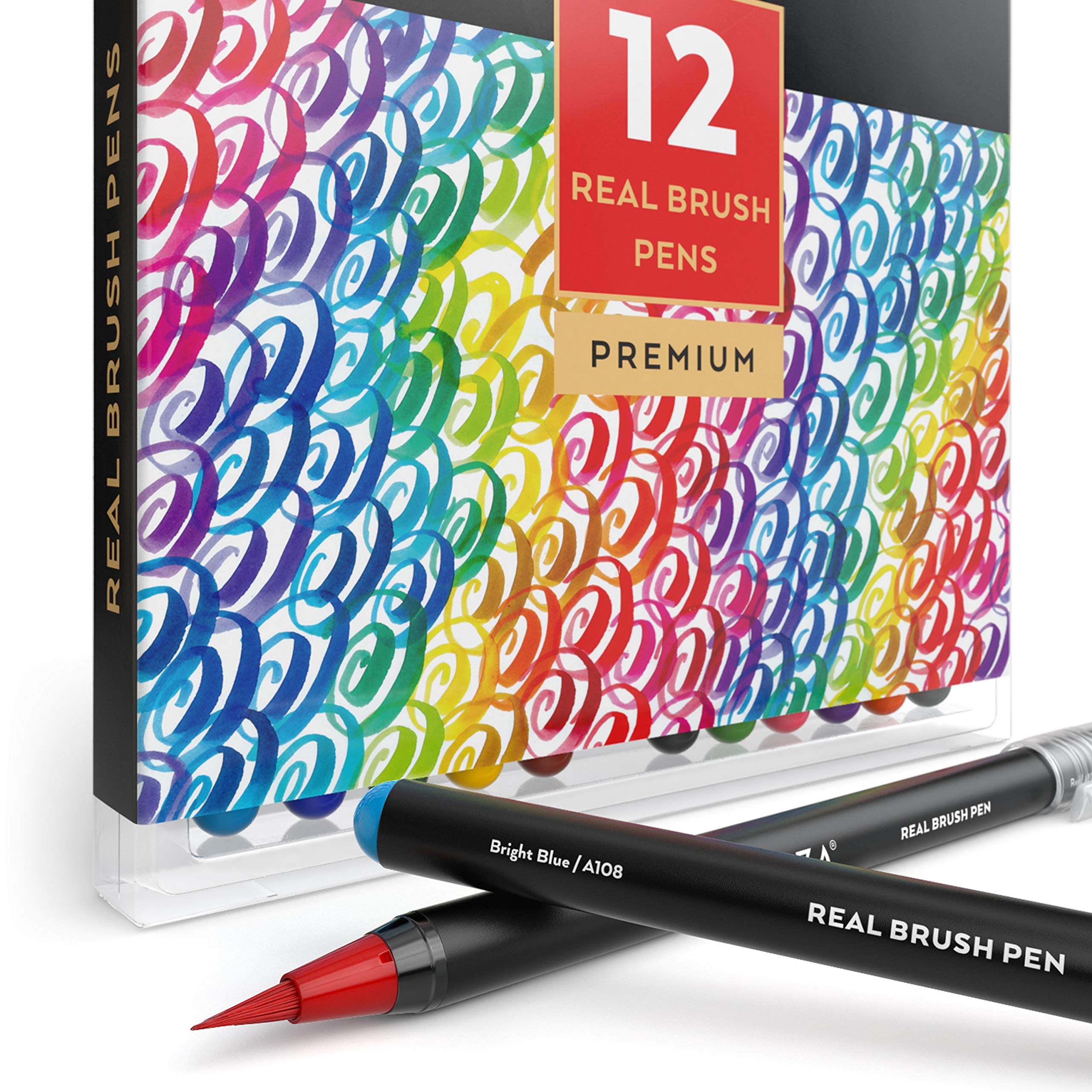 Arteza Real Brush Pens, 12 Paint Markers with Flexible Brush Tips