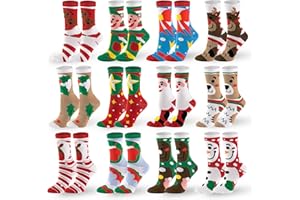 JOYIN 12 PCS Christmas Socks Women Colorful Funky Paint Splash Patterned Crew Socks for Christmas, Holiday or Birthday Gift