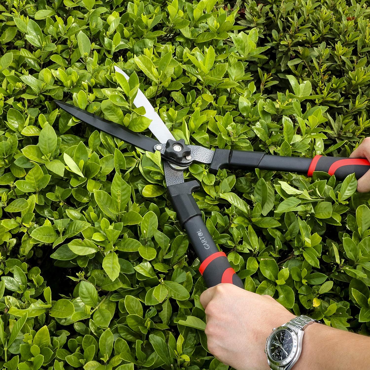 GARTOL 23-inch Hedge Shears - Ideal for Shaping Hedges, Decorative Shrubs, with 9-inch Wavy Sk-5 Blades, Shock-Absorbing Bumpers, Strong Steel Grip Handles and Adjustable Tension Control Knob : Garden & Outdoor