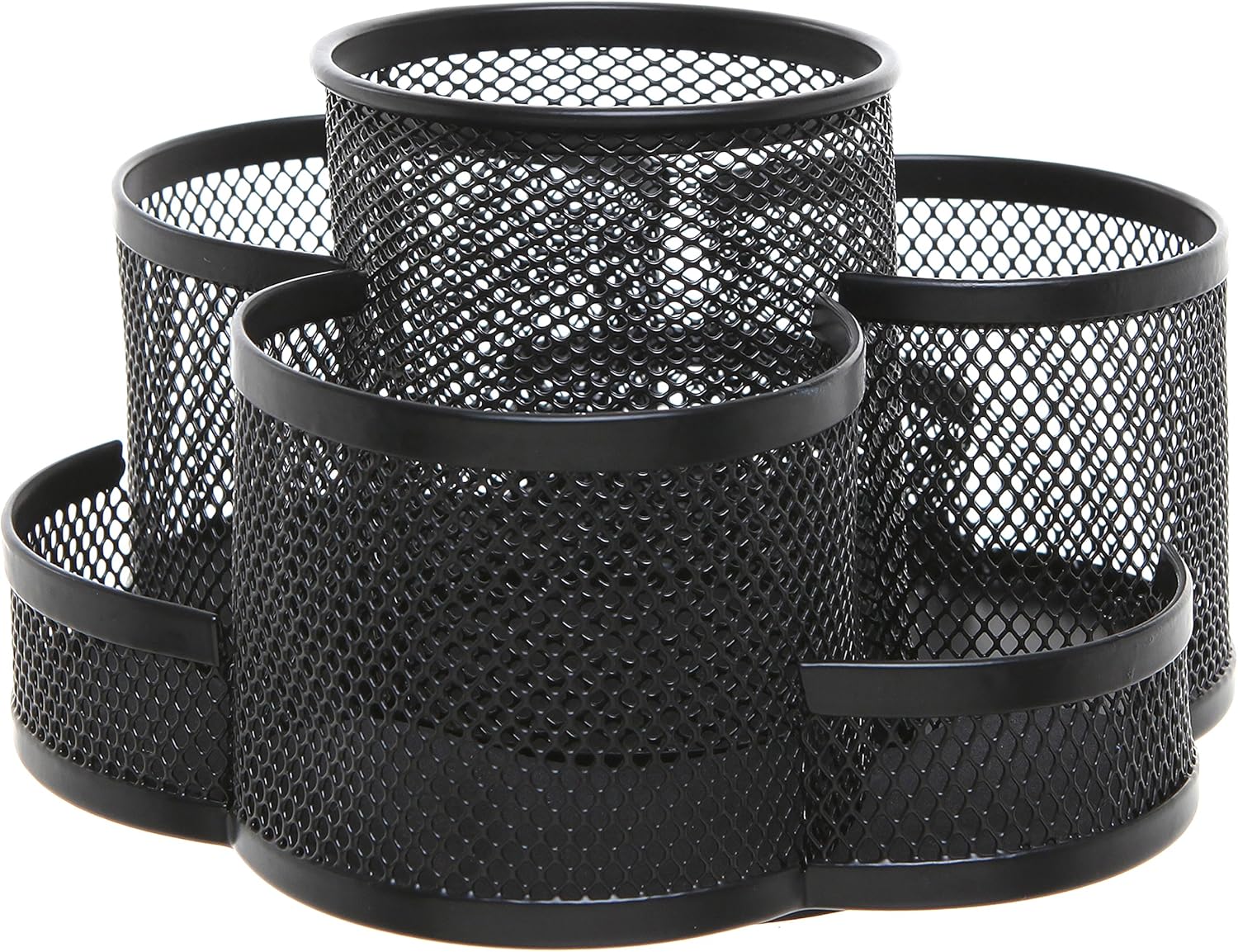 Rotating Black Metal Mesh 7 Compartment Desktop Office Supplies Storage Organizer Caddy Rack : Office Products