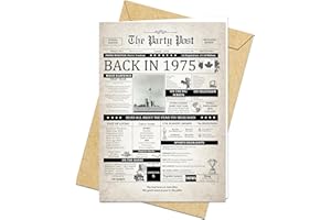 50th Birthday Card Happy Bday Jumbo Card for Men or Women Born In 1975 Big Funny Gifts for Dads or Moms Touring 50 Years Old.