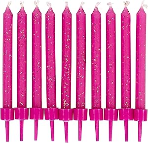 Wilton Birthday Glitter Candles - PINK (Set of 10)