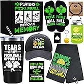 10 Pieces Pickleball Gifts for Men, Pickleball Lover Stuff with 20 Oz Tumbler Hat Socks Pickleball Towel Can Coolers Bracelet Keychain, Birthday, Christmas Gift for Pickleball Player, Pickleball Coach