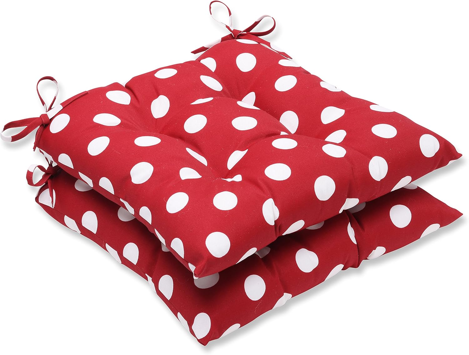 Pillow Perfect Indoor/Outdoor Polka Dot Tufted Seat Cushion, Red/White