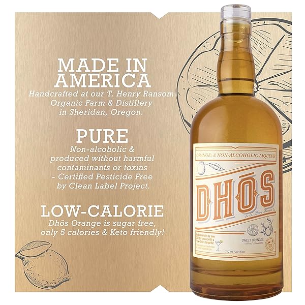 DHOS ORANGE – NON-ALCOHOLIC LIQUOR WITH ORANGE, TANGERINE, SWEET VANILLA & SPICE – NON-ALCOHOLIC SPIRIT TO MIX DELICIOUS MARGARITAS & MOCKTAILS – KETO-FRIENDLY, ZERO SUGAR, ZERO PROOF – 750 ML