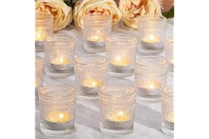 CONNOO 24 Pcs Votive Candle Holders, Clear Glass Candle Holders Bulk for Table Centerpiece, Tea Lights Candle Holders for Wedding Shower, Party, Holiday and Home Decor