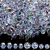 Sureio 1000 Pcs Crystal Beads for Jewelry Making Suncatcher Beads Faceted Bicone Loose Sparkly Briolette for Transparent Bracelets Necklace Earring Pendants DIY Crafts Chimes